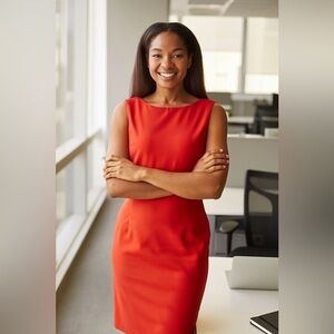 Goodclothes Red Career Professional Dress Sheath Office Size 16 XL Sleeveless